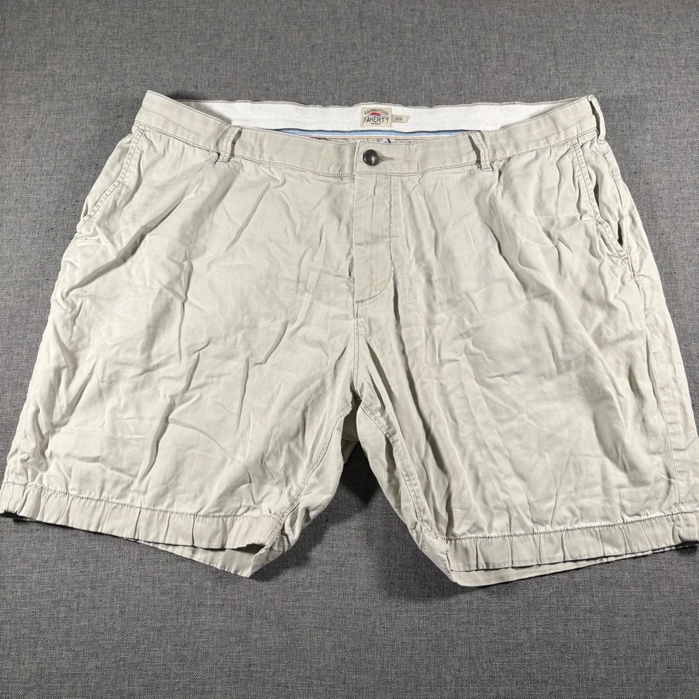 Faherty All Day Shorts Mens 42 Khaki Sand Organic Cotton Tencel MBS2203-SKH